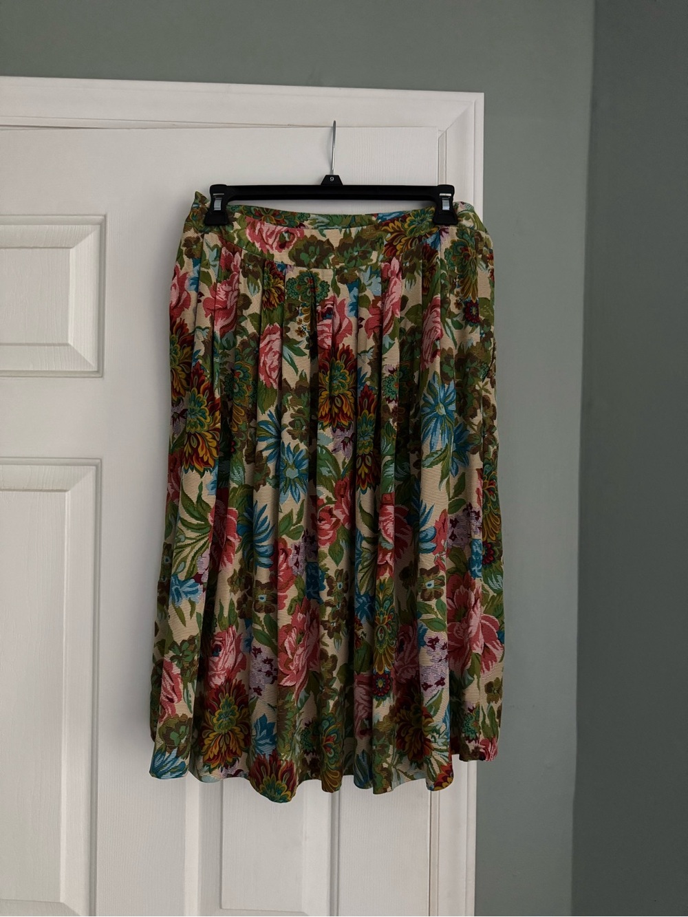 Anthropologie Postella Pleated Silk Floral Midi Skirt Small